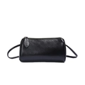 Sac bandoulière cylindrique en cuir noir, petite variante crossbody pour les femmes. - Noir