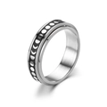 Polished moon phase spinner ring in stainless steel for anxiety relief and daily wear - US 6 / Moon Phase