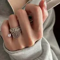 Silver fringe tassel ring with teardrop gemstone in a bohemian chic vintage style - JZ6160 Silver Tassel Fringe Bead Curtain Ring