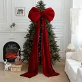 Extra large burgundy velvet bow for Christmas tree decoration and festive window displays - 200cm x 80cm / Medium Bow Style B / Burgundy