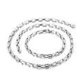 Polished silver grid box chain necklace and bracelet jewelry set on white background - Silver Color (KS138001-Z)