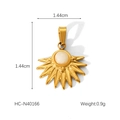 Goldener Sonnenanhänger mit weißem Edelstein, zeigt 1,44 cm Größe und Gewichtsdetails - Sonnenstrahl mit weißem Stein (HC-N40166)
