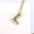 Polished 18k gold plated letter L bubble pendant necklace with sparkling cubic zirconia - L