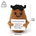 Handmade crochet positive potato doll with funny curly hair and 7.5cm height dimension - Dark Brown Potato Black Hair