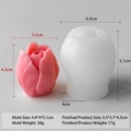 DIY 3D tulip flower silicone mold with finished pink wax candle and size dimensions - Tulip Style (H-0691-1)