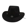 Classic black faux suede fedora hat with silver metal conchos and cattleman crease design - J Peach Cow Style / Black (Three Silver Conchos)