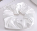 Glossy white satin scrunchie with soft silk texture and high elasticity design - Solid Satin Scrunchie - White