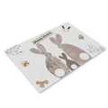 Linen Easter placemat featuring brown bunny silhouette and Happy Easter text - CD002-11 Collage Style Rabbit
