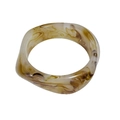 Brown marble resin bangle featuring a wavy minimalist design for women - Geometric Rhombus / Inner Diameter 65mm / Milk Coffee