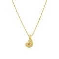 18k gold plated bubble letter J pendant necklace with sparkling micro-pave crystals - Necklace J