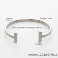 Bracciale rigido aperto a T argento in acciaio inossidabile dal peso di 12,85g - Bracciale Aperto a T / Color Acciaio