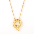 Polished gold-plated necklace featuring a 3D bubble puff letter Q balloon pendant - Gold - Q
