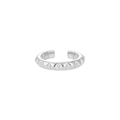 Anello geometrico in argento sterling S925 con design a ingranaggi in finitura lucida - Pezzo Singolo / Oro Bianco