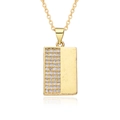Golden rectangular pendant necklace with micro-paved zircons on a delicate chain - Rectangle / Gold