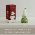 Olive green Christmas tree scented candle with festive gift box, forest moss aroma - Olive Green Gradient / Forest Moss