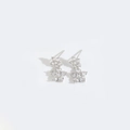 Pendientes de flores retro en plata con cristales en capas para un estilo minimalista - Flor / Plateado