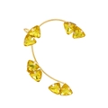 Κομψό χρυσό ear cuff με λαμπερούς κίτρινους κρυστάλλους σε τριγωνικό σχήμα - Σκουλαρίκι Φιόγκος (M-419)