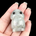 Handheld 40mm hand-carved natural grey-green stone monster ghost desktop figurine - Labradorite