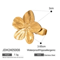 Pinza para el pelo con flor dorada de acero inoxidable y textura de metal cepillado 3D - Estilo Flor (JDH2405008)