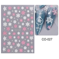 Christmas snowflake nail stickers CO-027 with pink white floral and silver stars - CO-027