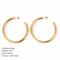 Large 50mm stainless steel C-shaped hoop earrings with 18K gold plating for women - Smooth Style (YE35962) / 50mm / 18K Gold