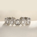 Silver adjustable heart ring featuring sparkling clear heart-cut cubic zirconia - Adjustable Open / Steel Color Heart Circular White Zircon