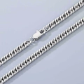 Polished silver stainless steel Cuban link chain necklace with secure lobster clasp for unisex - 45cm / 6mm Square Buckle
