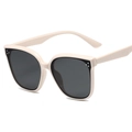 Fashionable oversized cream white sunglasses with square frames and grey lenses - Cream White Frame Gray Lens