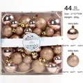 44-piece set of rose gold and champagne Christmas balls in matte and glitter finishes - 44 Pieces / Rose Gold