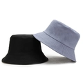 Classic cotton bucket hats in black and blue-grey colors, minimalist unisex outdoor style - One Size(58cm) / Black-Denim Blue