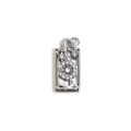 Silver Tarot Wheel of Fortune rectangular pendant with clear gemstones and engraving - Steel-The Wheel