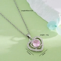 Collana con ciondolo a cuore rosa in acciaio al titanio con zirconi e catena argento - Ciondolo a Cuore Rosa (Catena d'Argento) (爱心 2478)