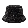 Sombrero de pescador negro de algodón con brillantes diamantes de imitación tipo y2k - Negro/Circonita Blanca