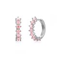Elegant S925 silver hoop earrings with micro-paved pink zircons in a stylish design - Silver / Pink Zirconia