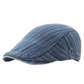 Retro donkerblauwe denim krantenjongenspet met verstelbare gesp en vintage textuur - Verstelbaar / Blauw