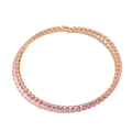 Elegant gold-plated pink heart gemstone necklace set against a clean white background - Gold Pink Zirconia Heart Necklace