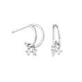 Minimalistische S925 sterling zilveren dubbele ring oorringen met fonkelende zirkoon - Zilver