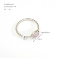 Bague vintage en acier inoxydable 316 avec un cabochon en quartz rose naturel - Style Vintage Occidental (ZR2246S) / Taille 50 / Argent