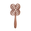 Brown curved vented hairbrush with massage bristles for volumizing and detangling hair - Four-leaf Clover / Geometric Brown