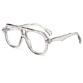 Modern transparent grey double bridge aviator sunglasses with high-definition lenses - Transparent Grey Frame Blue Light Blocking Lens