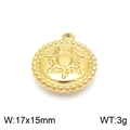 Ciondolo sole in acciaio inossidabile dorato con bordo perlato, 17x15mm, 3g - Stile Oro (KLJ7714-Z)
