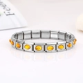 Silver stainless steel modular bracelet with yellow oval gemstones in each link - 1456 - Oval Topaz Section 1