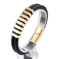 Zweilagiges geflochtenes Lederarmband für Herren mit goldenem Magnetverschluss - Gold (KB136129-QM)