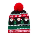 Berretto natalizio in maglia con pompon e motivi festivi con scritta HO HO HO - Taglia unica / Arcobaleno