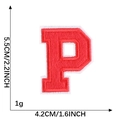 Red letter P embroidered strawberry patch for clothing with white border detail - Letter P / Red