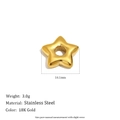 Detailed view of 18K gold plated star-shaped stainless steel bead with measurements - Hollow Star Pendant - Gold