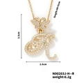 Golden copper necklace with letter R butterfly pendant and white cubic zirconia stones - Butterfly Letter R Pendant Style (N00203J-H--R)