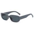 Trendy dark grey matte small cat-eye sunglasses with retro oval plastic frame - Matte Grey