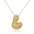 Macro shot of gold-plated letter L pendant with champagne crystals on a box chain - Letter L (D1079-L)