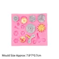 Molde de silicona rosa con llaves y engranajes para fondant, medidas 7,8x7x0,7 cm - Estilo 1 / Rosa